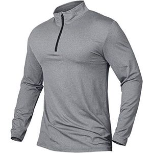 Heren Sportshirt met Lange Mouwen en 1/4 Rits - Ademend en Lichtgewicht Jogging Top