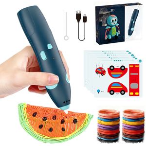 3d pen starterspakket-Draadloze 3D-pen-10 instap-tekentablets -50 minuten batterijduur-Verstelbare snelheid-23 rollen 3D pen vullingen in 10 kleuren - 100 meter