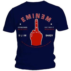 Eminem - Detroit Finger Heren T-shirt - 2XL - Blauw