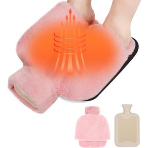 Inovra ® 2.0 L Voetenwarmer, 2 in 1 Warmwaterkruik voor voeten, Voetenwarmer Warmwaterkruik Voeten, Voetenwarmer zonder elektriciteit, Zachte en warme voetensteun voor slaapkamer, woonkamer, kantoor, Kleur: Roze