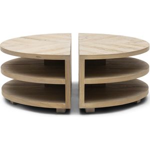 Riviera Maison Milan Coffee Table Parquet Set of 2, dia 90 cm