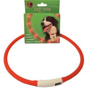 Lichtgevende halsband rood 20-70 cm oplaadbaar