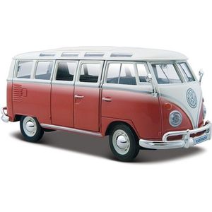 Modelauto Volkswagen T1 Samba Van busje rood 1:24 - speelgoed auto schaalmodel