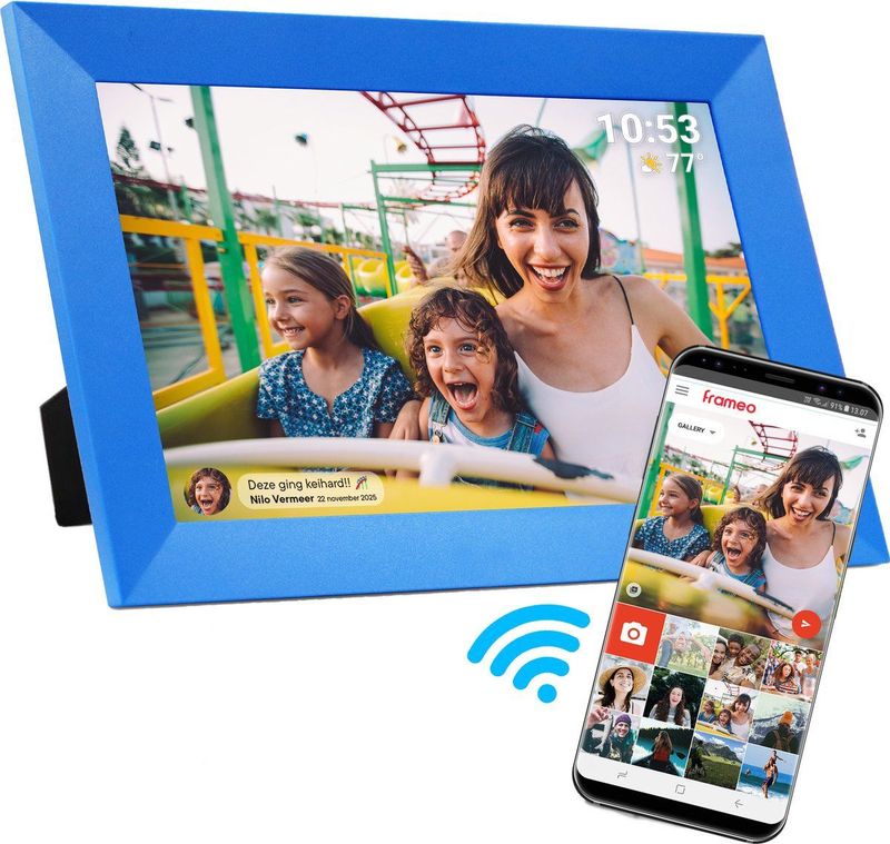 Denver Digitale Fotolijst - Speciaal voor kinderen - Frameo App - Fotokader - Touchscreen - PFF1023 Blauw