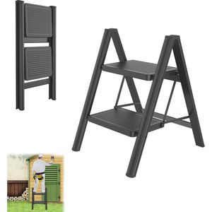 Inklapbare Trapladder met Leuning - 3 Treden, Veilig en Stabiel voor Huishouden en Kantoor