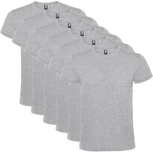 6 Pack Roly T-Shirt 100% katoen, single jersey, 150 gsm Ronde hals Heather Grijs Maat S
