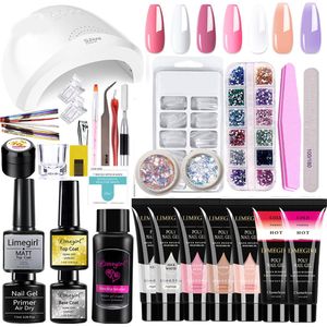 Polygel kit - Nepnagels set - Nail Art Pakket - 15Ml 7 Polygel kleuren - UV Gel - Manicure Set - Gel Nagellak - 48W UV Lamp - Accessoires - Starterspakket