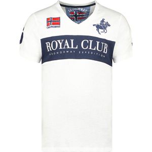 T-shirt V-hals Hals Wit Royal Club Geographical Norway - M