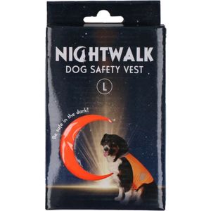 Nightwalk Safety Vest - Veiligheidsvest hond - Hondenvest - Reflecterend veiligheidshesje - Ruglengte 45 cm - Maat L - Oranje