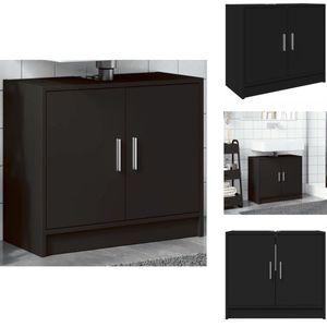 vidaXL Wastafelkast - Wastafelkasten - Badkamer Wastafel Kast - Wastafelkastje - Wastafelkast 63x29x55 cm bewerkt hout zwart