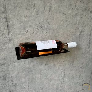 Metal Home Design - Wijnfleshouder voor aan de muur - 1 fles - Wijnrek - Staal - Zwart gepoedercoat