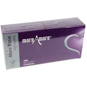 Voordeelverpakking 4 X MoreAmore condoms basic skin, 100 stuks