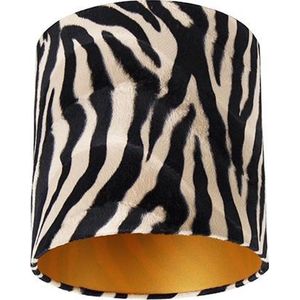 QAZQA cilinder velours - Klassieke Lampenkap - Ø 25 cm - Zebra print -