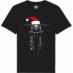 Kerstmuts Motor - Foute kersttrui kerstcadeau - Dames / Heren / Unisex Kleding - Grappige Kerst Outfit - T-Shirt - Unisex - Zwart - Maat XL