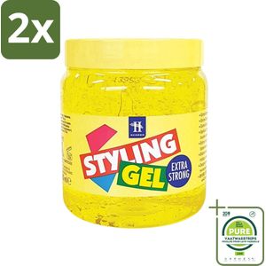 Hegron - Styling Haargel - Extra Strong - Voor Sterke Fixatie - 500 ml - Voordeelverpakking - 2 stuks - Haarkleur - Haartype