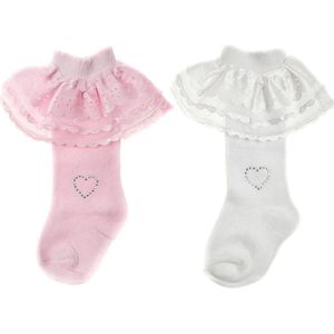2 paar Baby Kniekousen - Lace & Heart - Newborn - Maat 0-3 mnd - 56/62