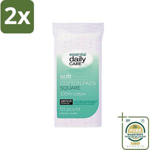 Sence - Vierkant - Wattenschijfjes - Zacht & Stevig - 50 Wattenschijfjes - Voordeelverpakking - 2 stuks - Wattenschijfjes - Gezicht reinigen