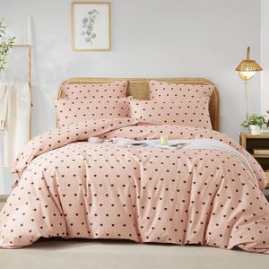 Goodivery ® Beddengoed Set met Hartjespatroon voor Meisjes - Katoen 135 x 200 cm