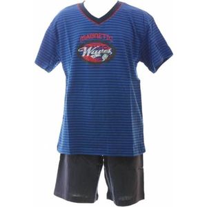 Shortama - Blauw - Katoen - Met Magnetische Waves Opdruk