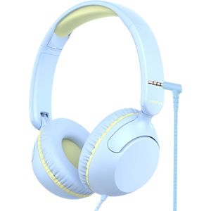 Xssive Kinder Koptelefoon met Volumebegrenzing 85dB - Koptelefoon Voor Kinderen 3-9 Jaar Met Microfoon en Kabel - Veilig Geluid - Blauw/Geel