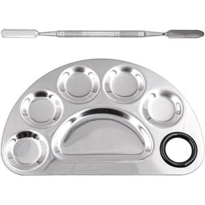 Make-up Mengpalet - 2 stuks roestvrij staal inclusief Make-upspatel voor foundation, oogschaduw en nagelkunst