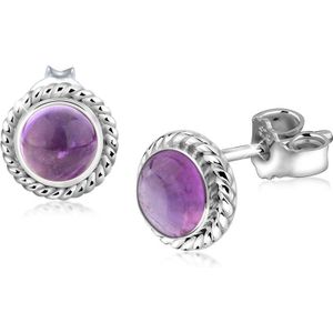 Nenalina - Oorstekers - Zilver - Met Amethist - 925 Sterling Zilver