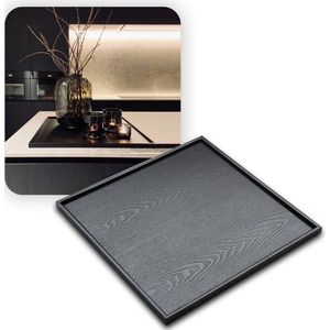 MIRO Houten Dienblad Vierkant - Decoratieve Dienbladen - Serveerblad - Sierblad - 49 x 49 CM - XL - Zwart