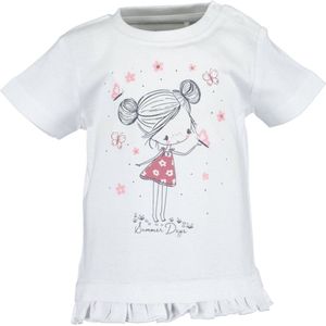 Blue Seven-Mini girls  shirt-White - maat 86