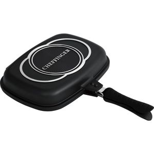 Cheffinger - Dubbele Grillpan 36cm - Zwart