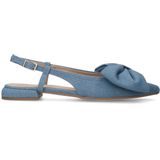 Manfield - Denim Slingbacks - Blauw - Denim - Gesp Sluiting - Strik op de Wreef