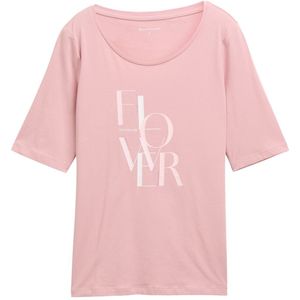 TOM TAILOR - Shirt - Pastelroze - Recht Model - Kwartmouw