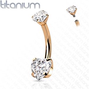 Piercing titanium hartje rose gold plated