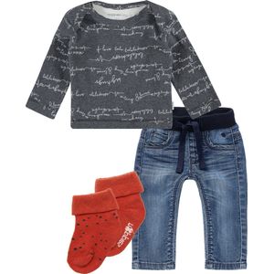 Noppies set(4delig) Jeans met grijs shirt en 2 paar sokjes ginger  - Maat 56