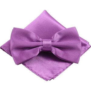 Fako Fashion® - Vlinderstrik Inclusief Pochette - Vlinderdas - Strikje - Pochet - Paars