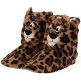 Apollo sloffen Luipaard - pluche - 3D pantoffels - hoog model - voor dames 37-39