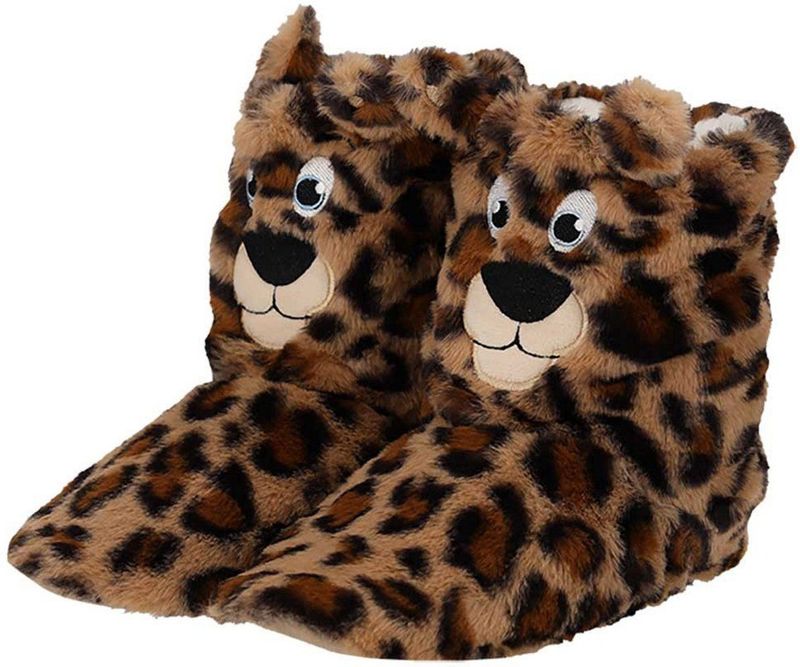 Apollo sloffen Luipaard - pluche - 3D pantoffels - hoog model - voor dames 37-39