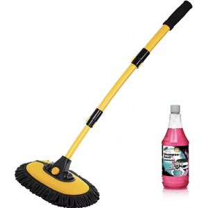 Shampoo-Duivel - Gebogen Telescopische Auto Wasborstel - 1L - Wash & Wax Autoshampoo