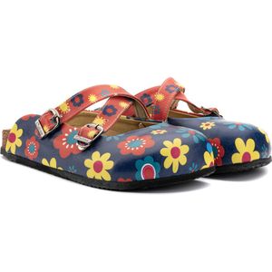 GOBY - Flowerpower - Slippers - Slipper - Klompen - Hoge kwaliteit - Handmade - Bloemenprint - Maat 36
