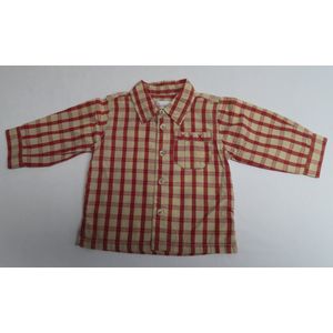 Overhemd - Jongens - Beige / rood - Geruit - 6 maand 68