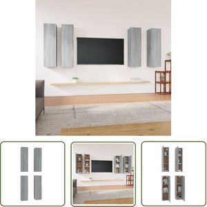 The Living Store Tv-meubelen 4 st 30,5x30x110 cm bewerkt hout grijs sonoma eiken - Tv-meubel - Hangend Tv-meubel - Grijze Tv-kast - Houten Tv-meubel - Salontafel