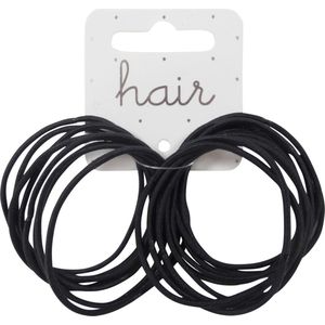 Haarelastiek Nylon  - Dikte 2mm - Zwart - 18 stuks