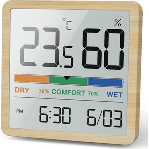 Digitale Thermo-Hygrometer voor Binnen - Nauwkeurige Temperatuur- en Vochtigheidsmeter met Meerdere Montageopties