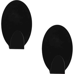 Excellent houseware - Zelfklevende rvs haakjes - zwart - set 8x stuks