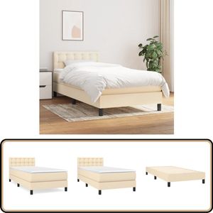vidaXL Boxspring met matras crème 100x200 cm Boxspringbed - Boxspring - Bed Frame - Tweepersoonsbed - Creme Kleurig Bed