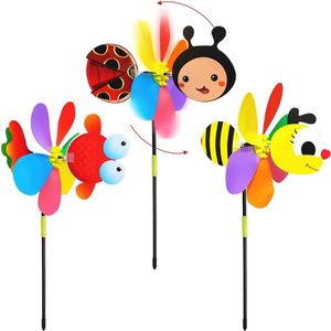 Windmolens voor kinderen en dieren - 3 stuks 55 cm - Kleurrijke 3D-windmolens voor balkon, terras en tuin
