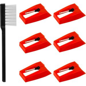 Allecto Plus - Platenspelernaalden Vervanging Diamantnaaldstylus met Borstel Kit - Voor Victrola ION Crosley Fonograaf - LP Vinylplatenspelers - 6 Stuks