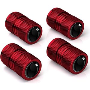 TOVBMUP Autoventieldoppen - Metalen autoventieldoppen - 4-pack - Geschikt voor auto's, fietsen, motoren - Rood