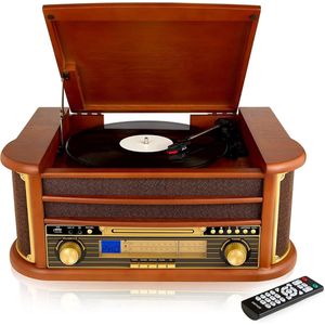 DiverseDeals - Platenspeler Retro - Bruin - Met Ingebouwde Cd-speler en Speakers