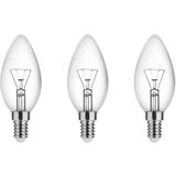 Technik - E14 Gloeilamp - Extra Warm Wit - Kaarslamp B35 - 25W - 160lm - 2700K - 3 stuks