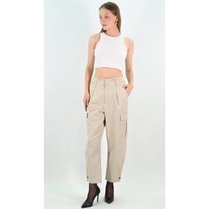 YesMooi - Cargobroek met Paperbagtaille - %100 Katoen - Beige - S (36)